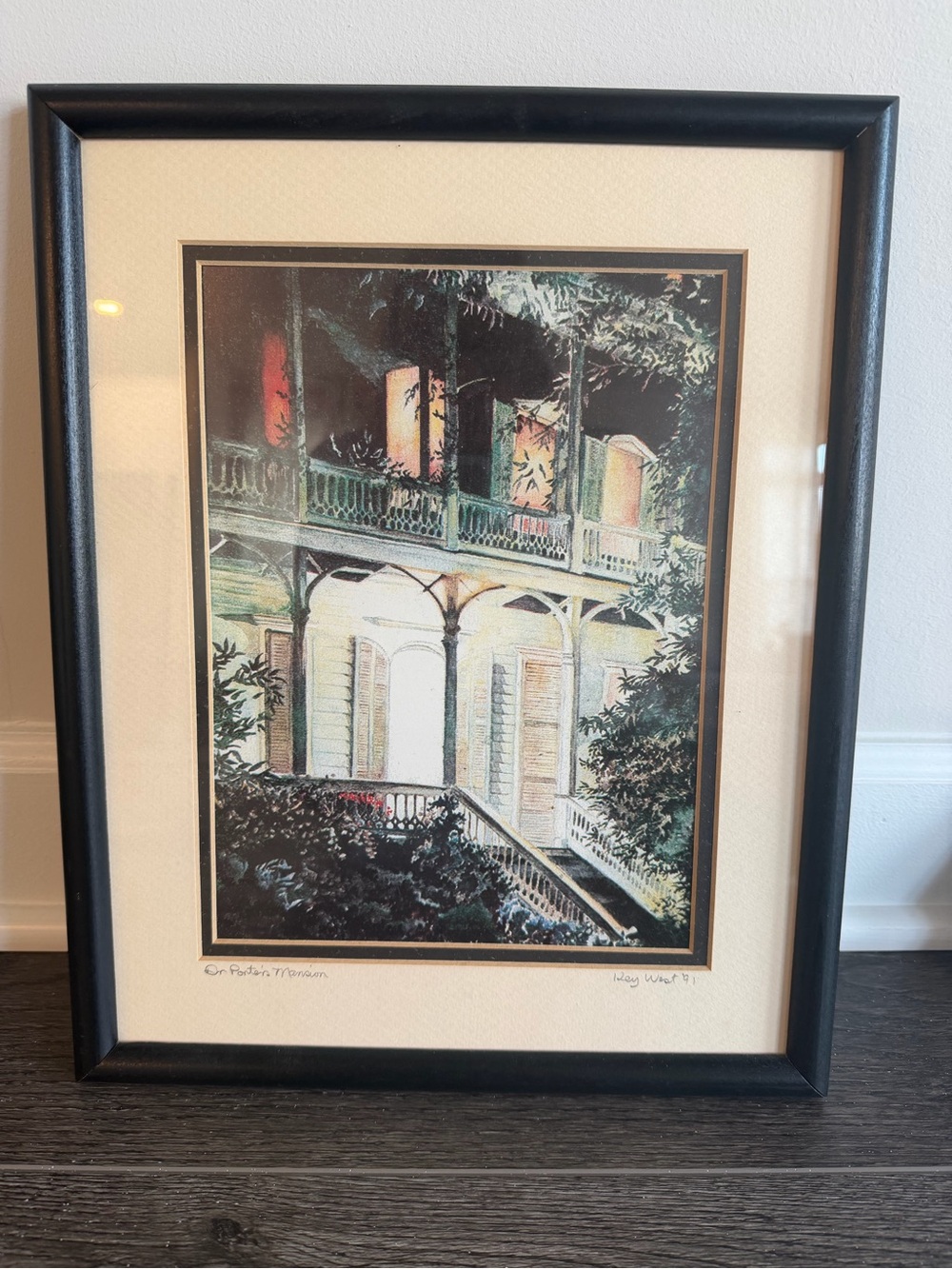 Framed Home Art Print in Cream and Black with Subtle Green Accents